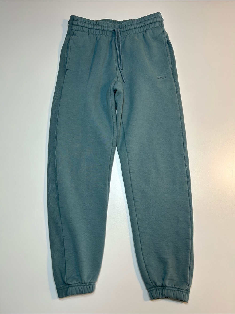 Aritzia Tna Cozy Fleece Perfect Jogger Sweatpants Ribbed Panel Teal
